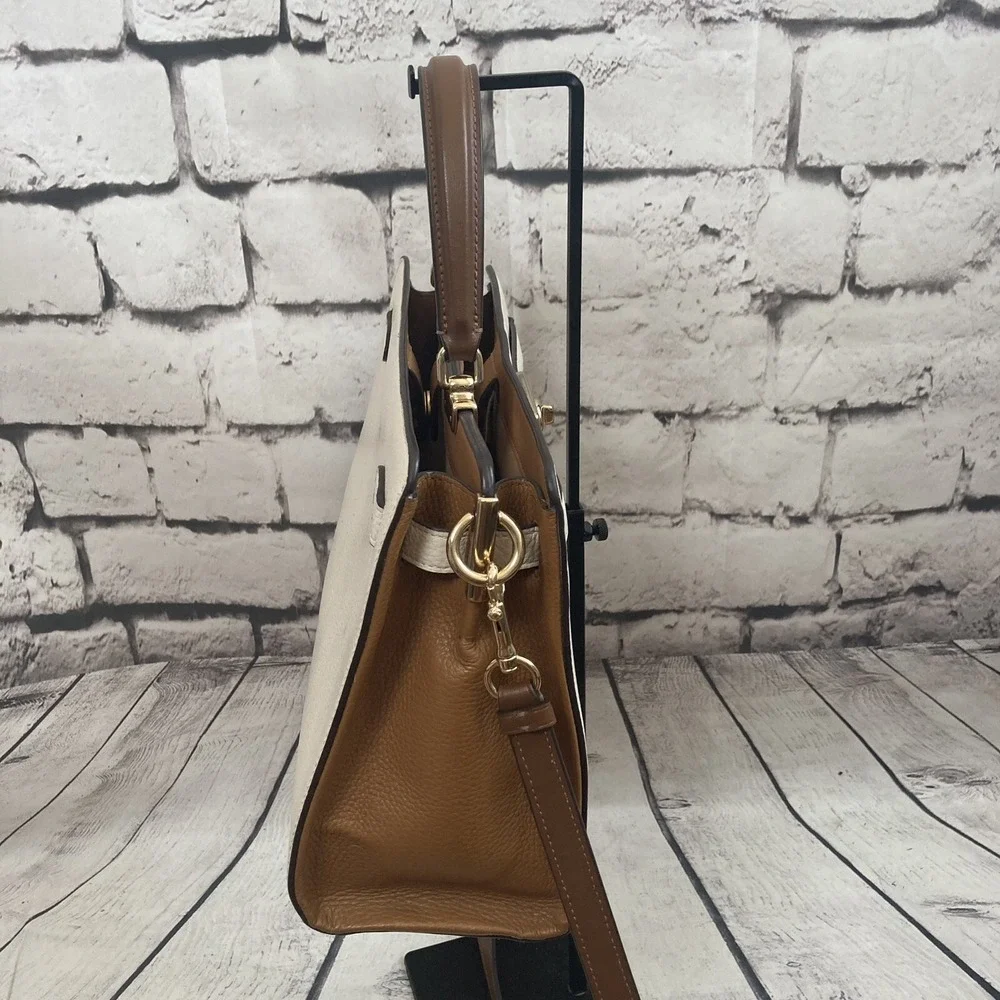 Coach Lane Top Handle Crossbody Bag Chalk Pebbled Leather C8210 Purse